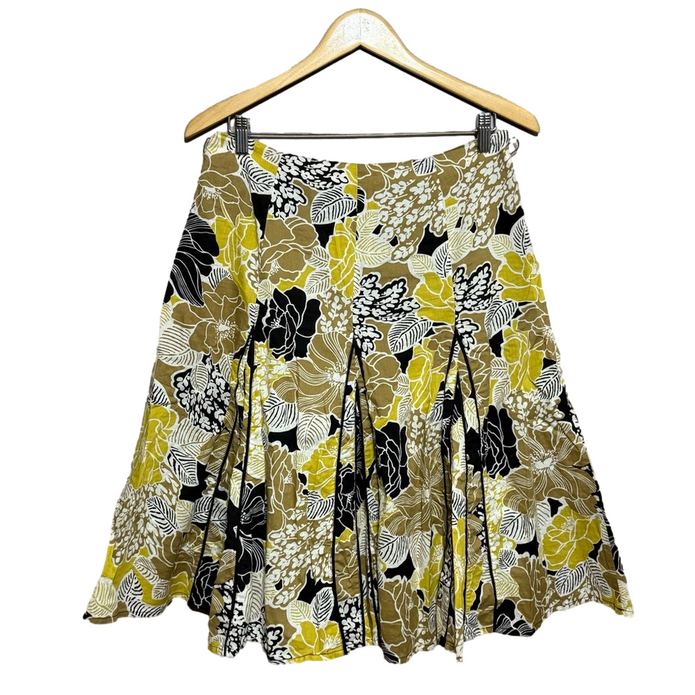 Willi Smith Floral Midi Skirt Women's Size 8 Neutral 100% Cotton - Picture 1 of 7